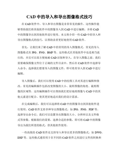 CAD中的导入和导出图像格式技巧