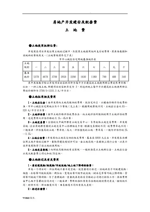 天津房地产开发建安及配套费