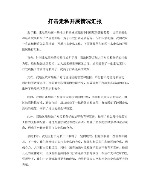 打击走私开展情况汇报