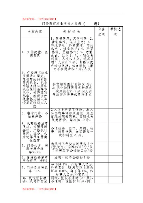 医疗质控表及检查标准(完整资料).doc
