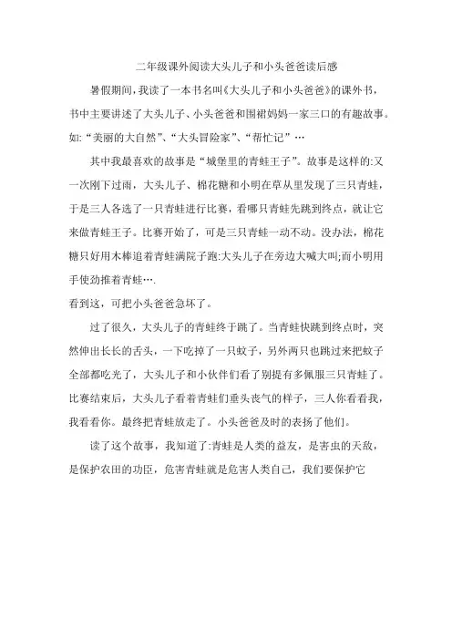 二年级课外阅读大头儿子和小头爸爸读后感