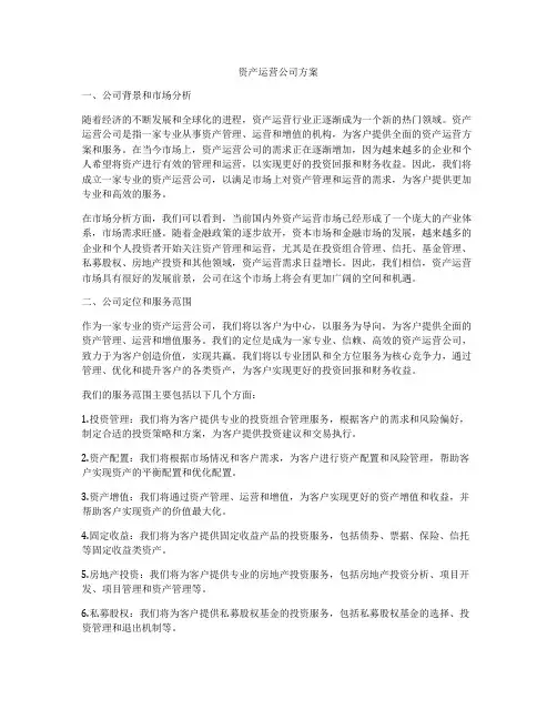 资产运营公司方案