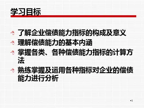 企业偿债能力分析PPT演示文稿
