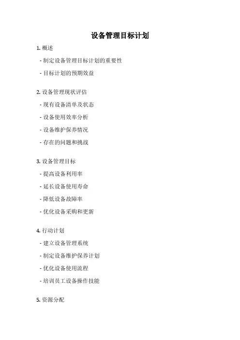 设备管理目标计划