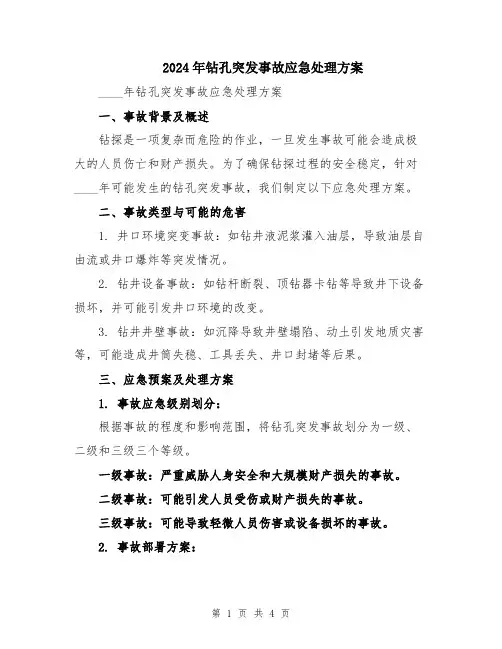2024年钻孔突发事故应急处理方案