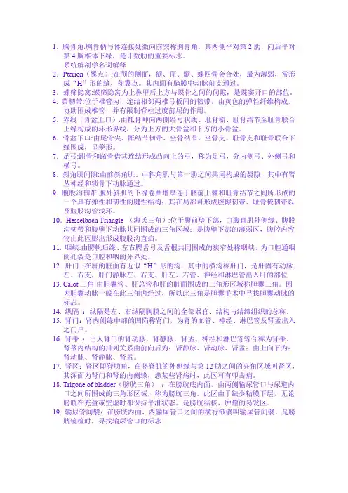 系统解剖学名词解释(重点解释)(免费)[1]