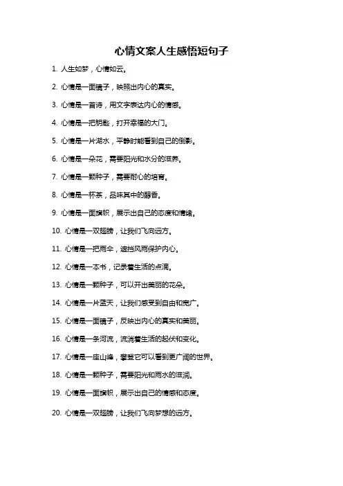 心情文案人生感悟短句子