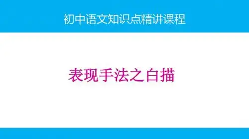 初中语文知识点(记叙文阅读)精讲课件-表现手法之白描
