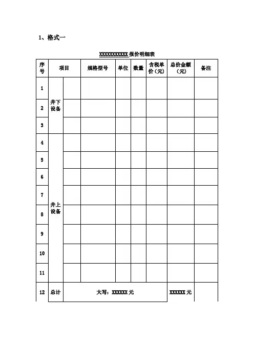 货物招标常用报价明细清单格式-5