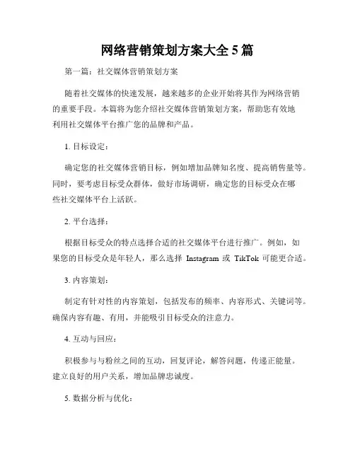 网络营销策划方案大全5篇