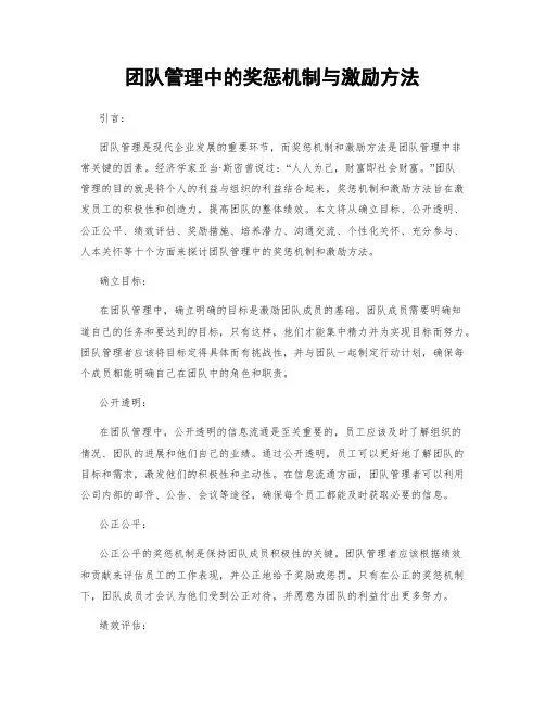 团队管理中的奖惩机制与激励方法