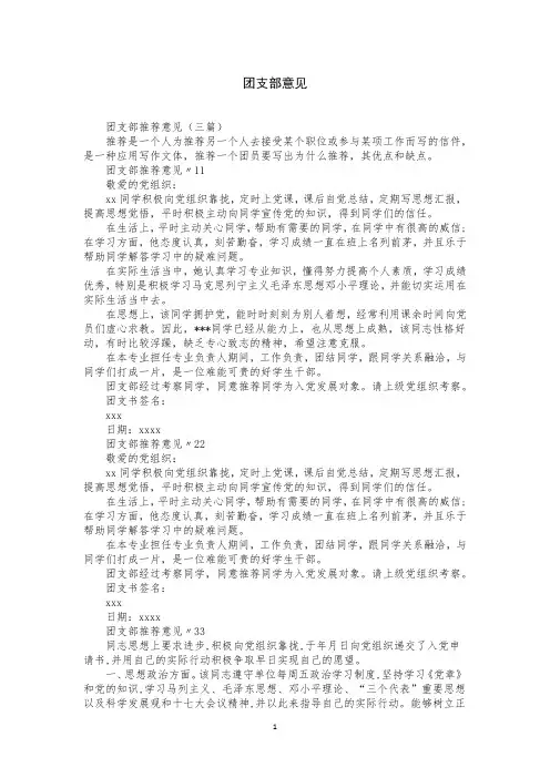 团支部意见word