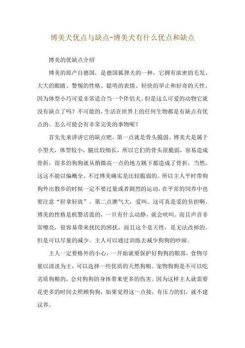 博美犬优点与缺点-博美犬有什么优点和缺点