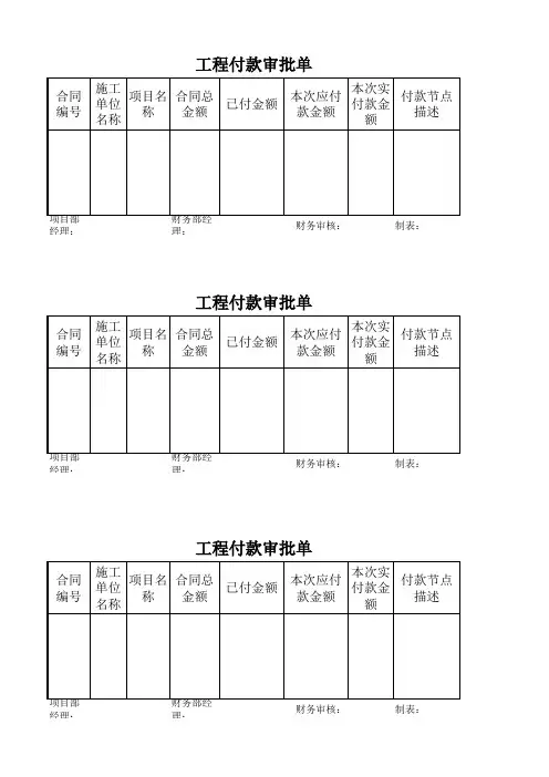 工程付款审批单