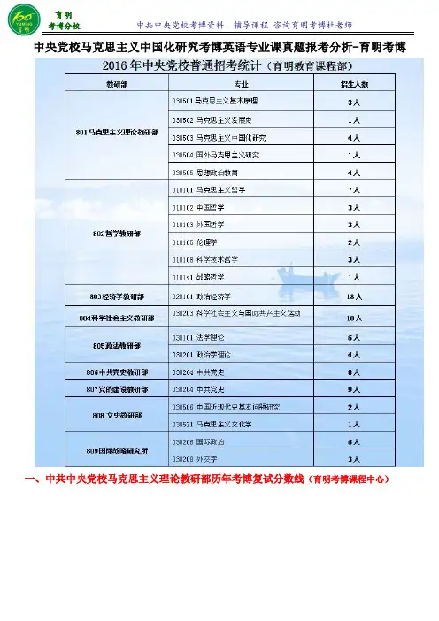 中央党校马克思主义中国化研究考博专业课答案辅导课程-育明考博