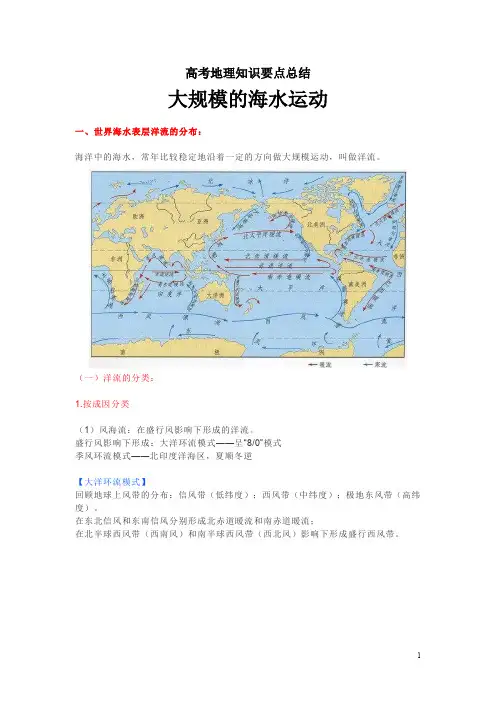 高考地理知识要点总结：大规模的海水运动