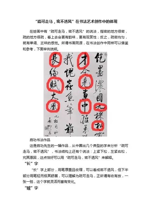 “疏可走马，密不透风”在书法艺术创作中的体现