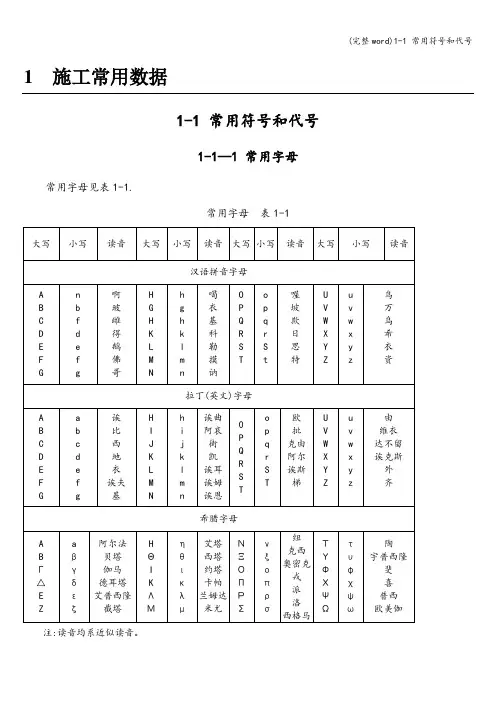 (完整word)1-1 常用符号和代号