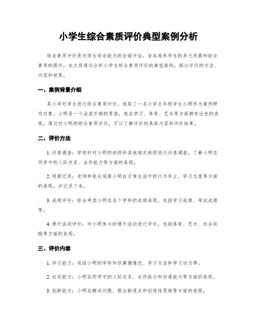 小学生综合素质评价典型案例分析