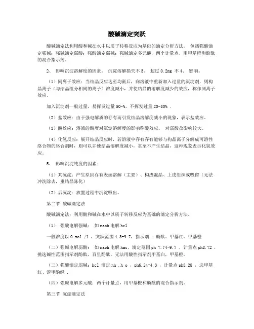 酸碱滴定突跃