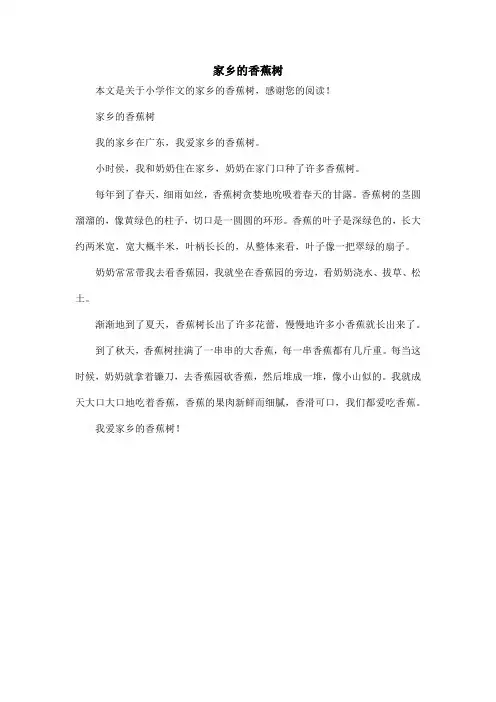 家乡的香蕉树_小学作文