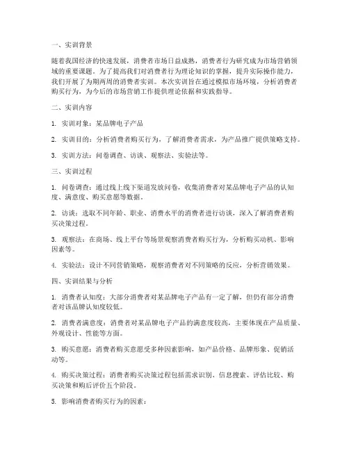 消费者实训分析总结报告