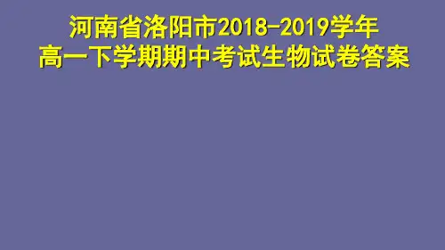 河南省洛阳市2018-2019学年高一下学期期中考试生物试卷答案