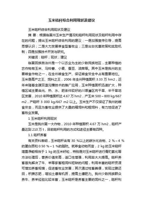 玉米秸秆综合利用现状及建议