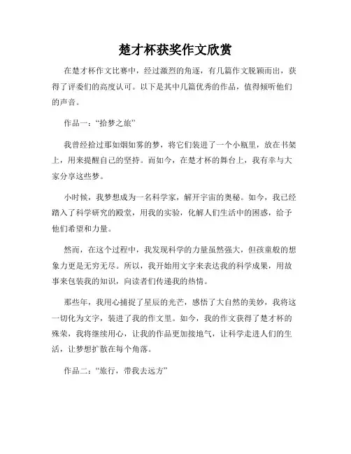 楚才杯获奖作文欣赏