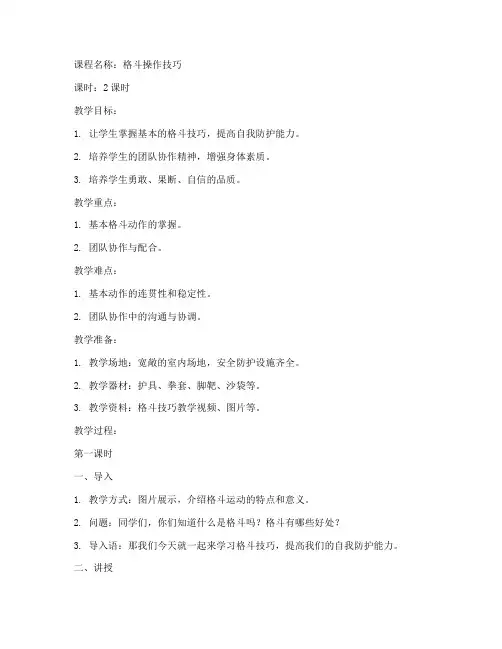 格斗操作教学教案设计模板