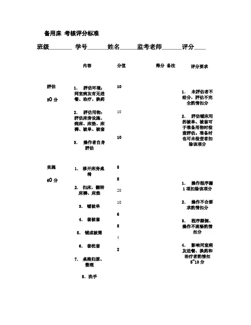 基础护理学1操作考核评分标准.