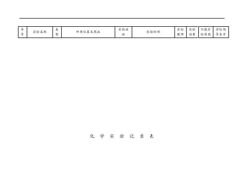 初中化学实验记录簿表格