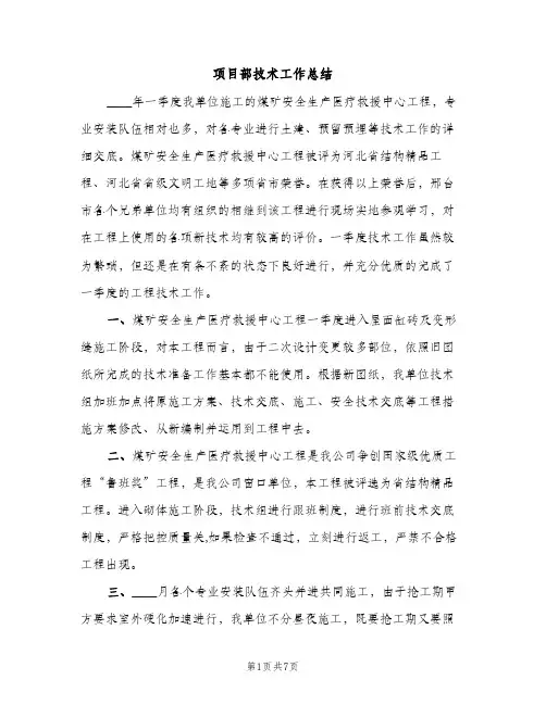 项目部技术工作总结（2篇）