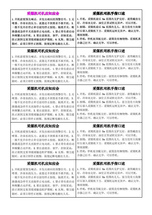 采煤机司机应知应会及手指口述