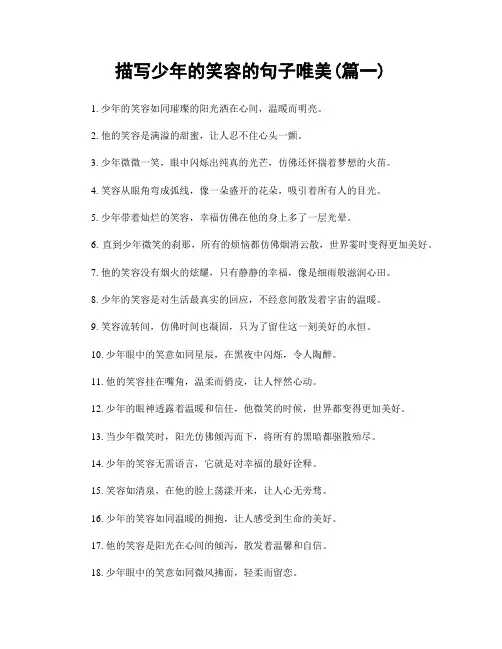 描写少年的笑容的句子唯美(精选合集2篇)