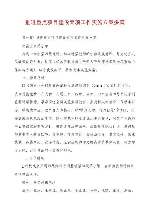 推进重点项目建设专项工作实施方案多篇