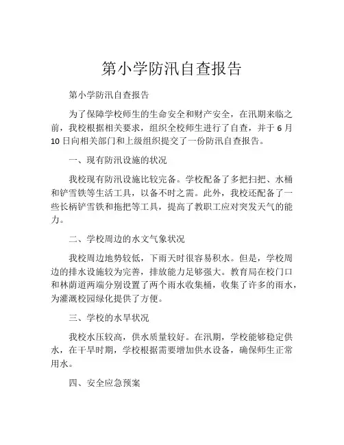 第小学防汛自查报告