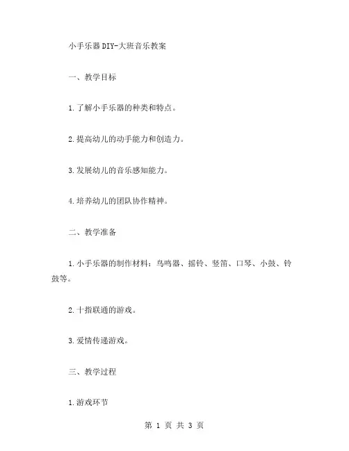 小手乐器DIY大班音乐教案