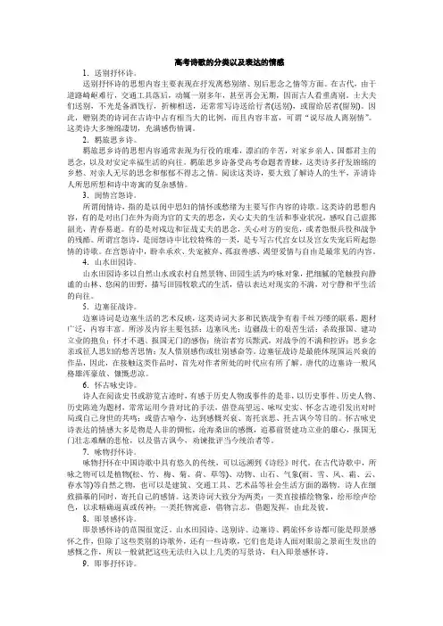 高考诗歌的分类以及表达的情感(1)