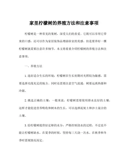 家里柠檬树的养殖方法和注意事项