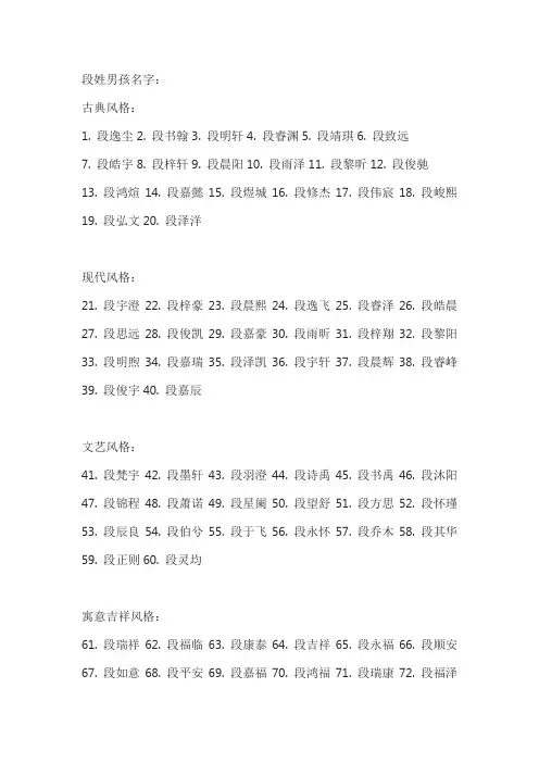 段姓取名大全