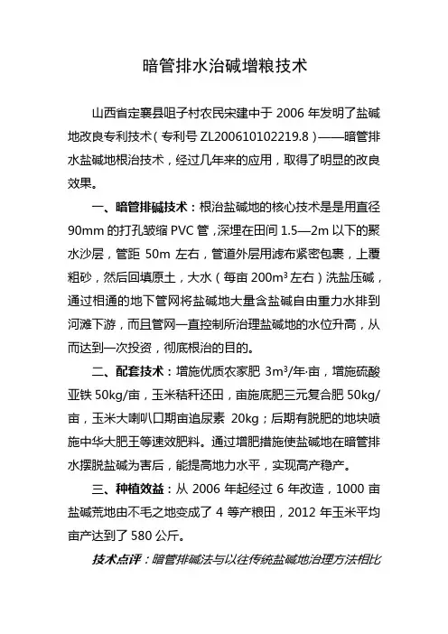 暗管排水治碱技术