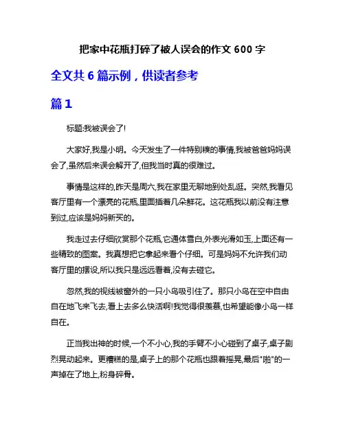 把家中花瓶打碎了被人误会的作文600字