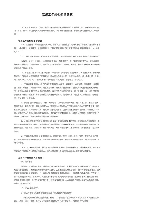 党建工作弱化整改措施