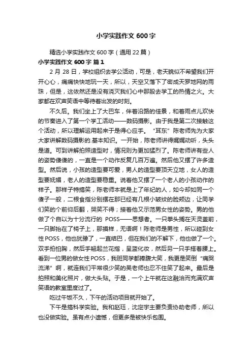 精选小学实践作文600字（通用22篇）