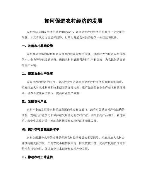 如何促进农村经济的发展