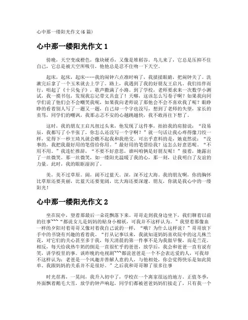 心中那一缕阳光作文