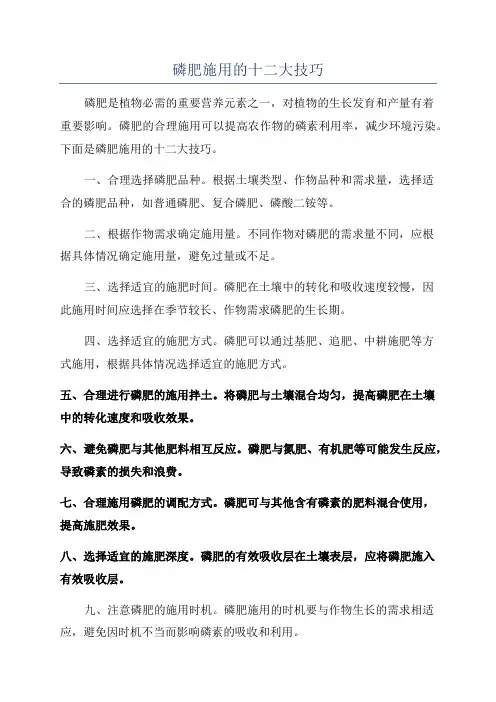 磷肥施用的十二大技巧