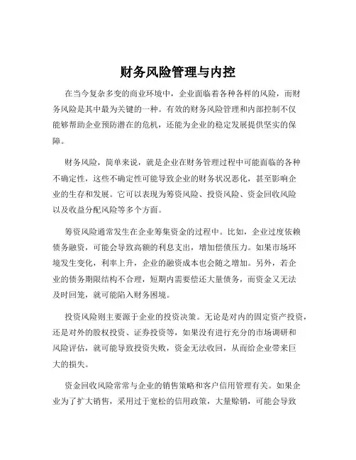 财务风险管理与内控