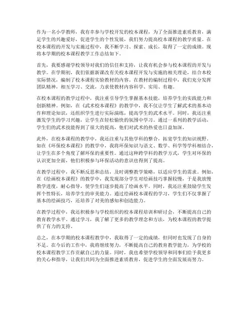 小学校本课程个人工作总结